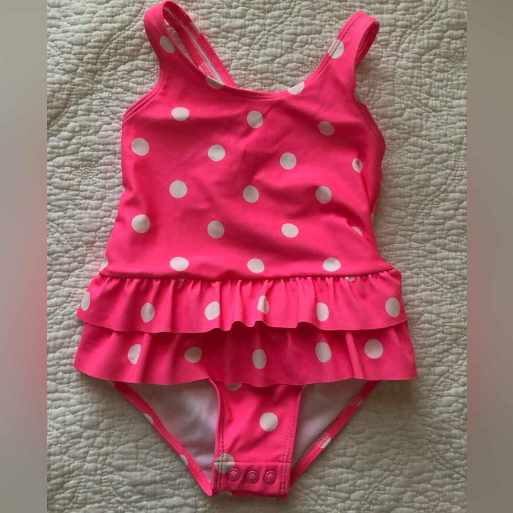 Carter's Pink and White Polka Dot One Piece Swimsuit
